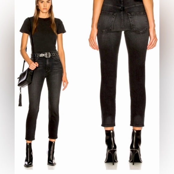 AMO REVOLVE $290 Black Wash Twist Zip Skinny Jeans EUC! - Picture 1 of 11